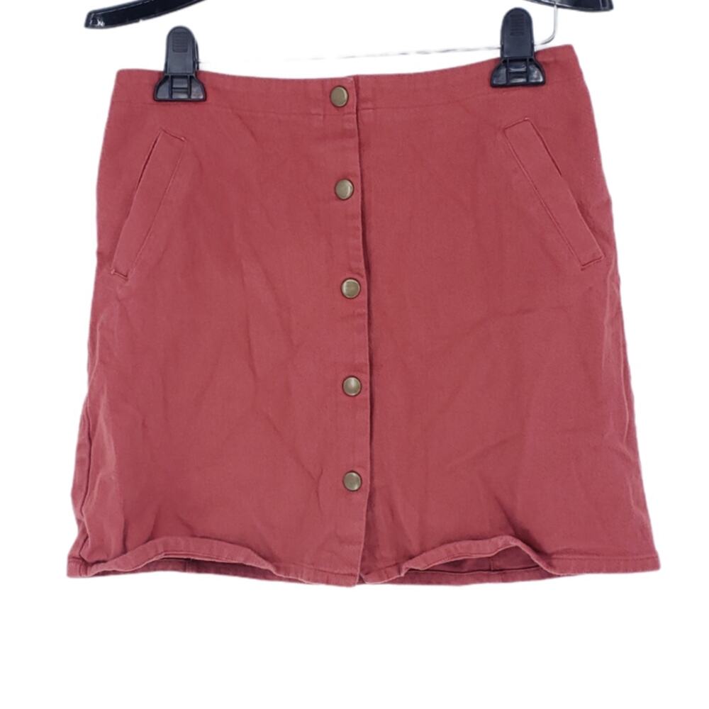 Miami Snap Front Burnt Orange Mini Skirt Size M Urban Streetwear Festival Boho